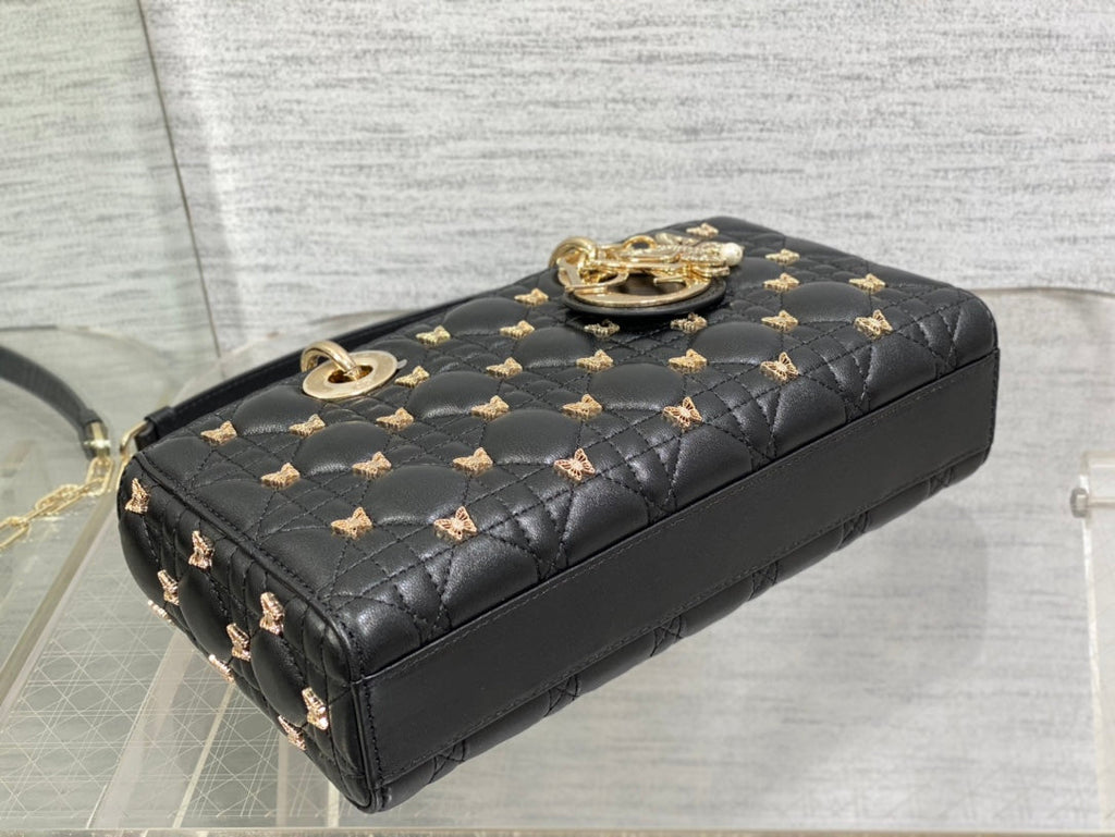 Christian Dior LADY DIOR 2024 Butterfly Crossbody Bag Black 26cm