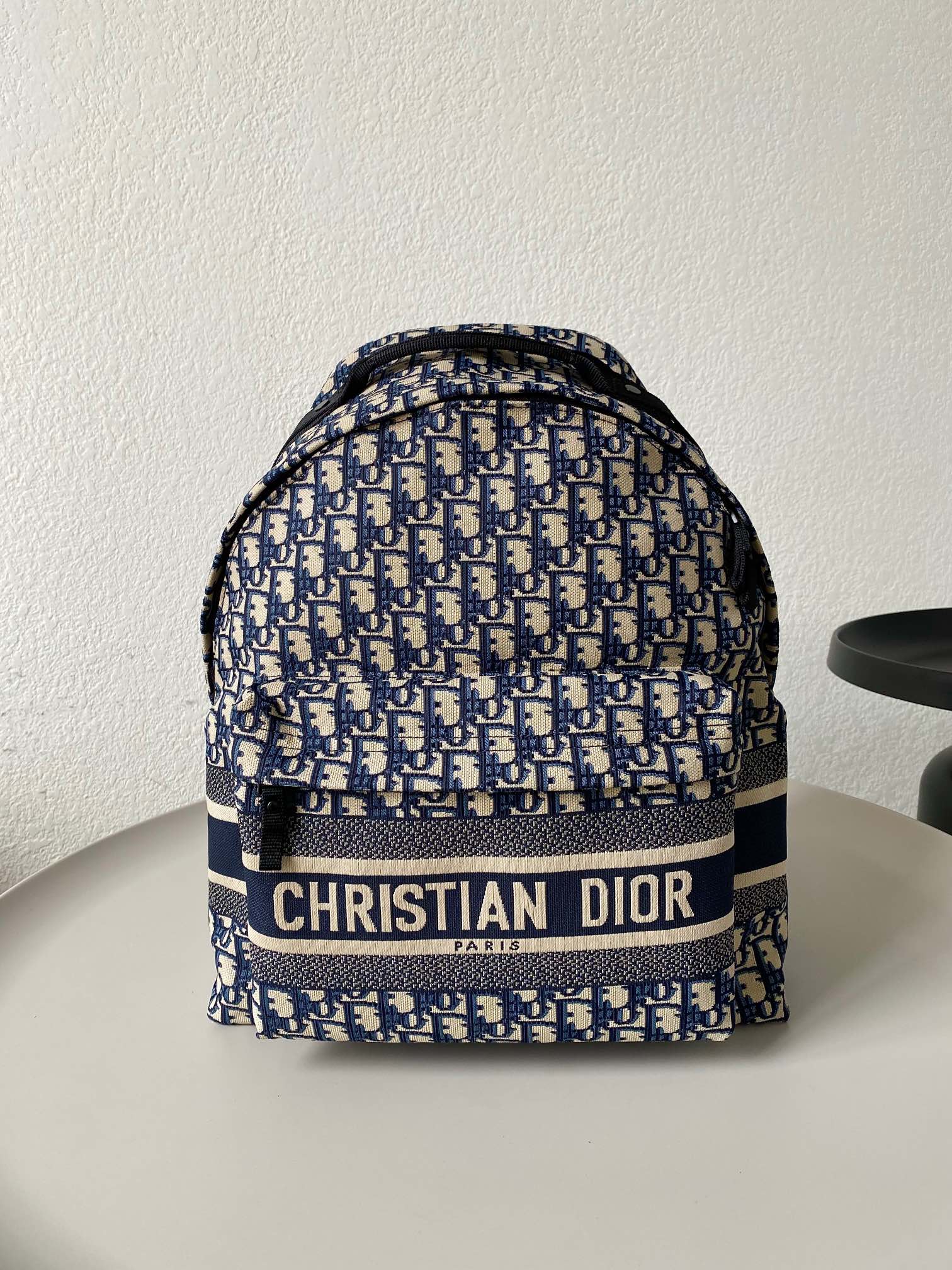 CHRISTIAN DIOR Blue Oblique Canvas Diortravel Backpack Bag 35x41x15cm