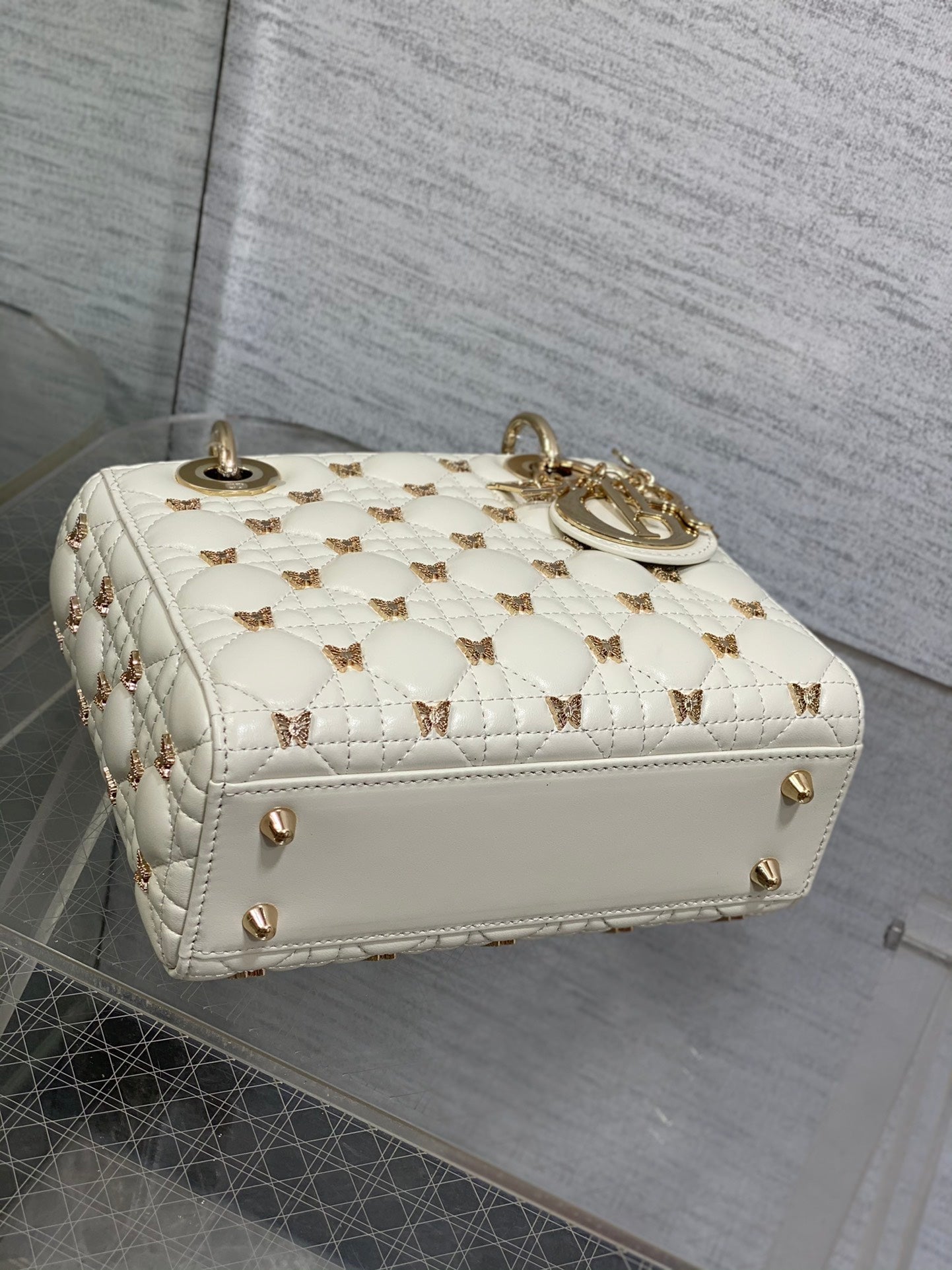 Christian Dior LADY DIOR Butterfly Crossbody Bag white 20cm