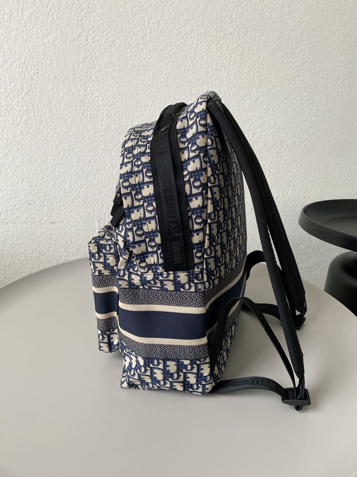 CHRISTIAN DIOR Blue Oblique Canvas Diortravel Backpack Bag 35x41x15cm