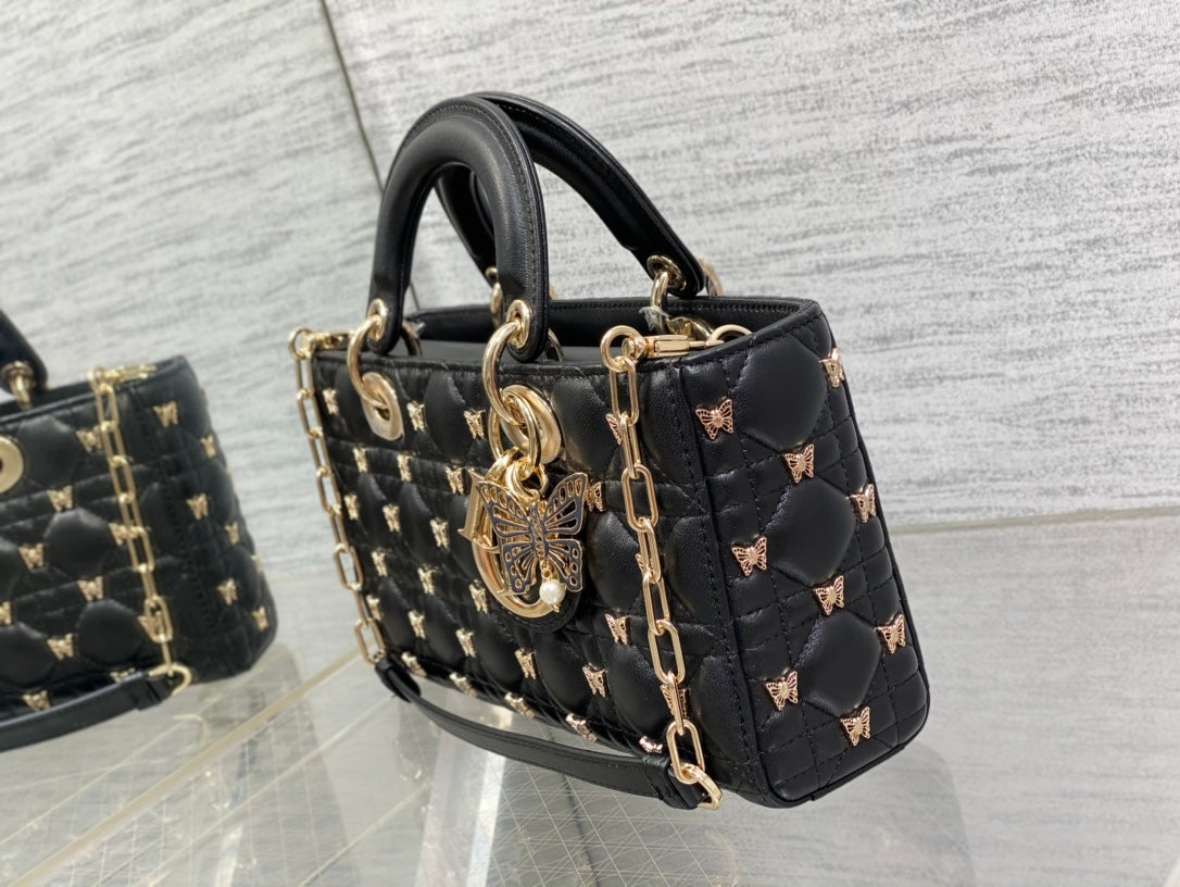 Christian Dior LADY DIOR 2024 Butterfly Crossbody Bag Black 26cm